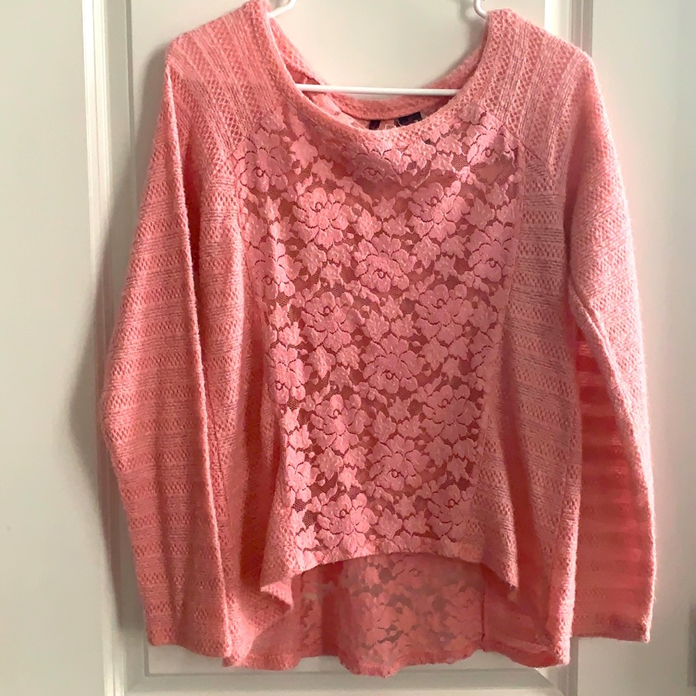 Light Pink Floral Knot Sweater | Size: M
